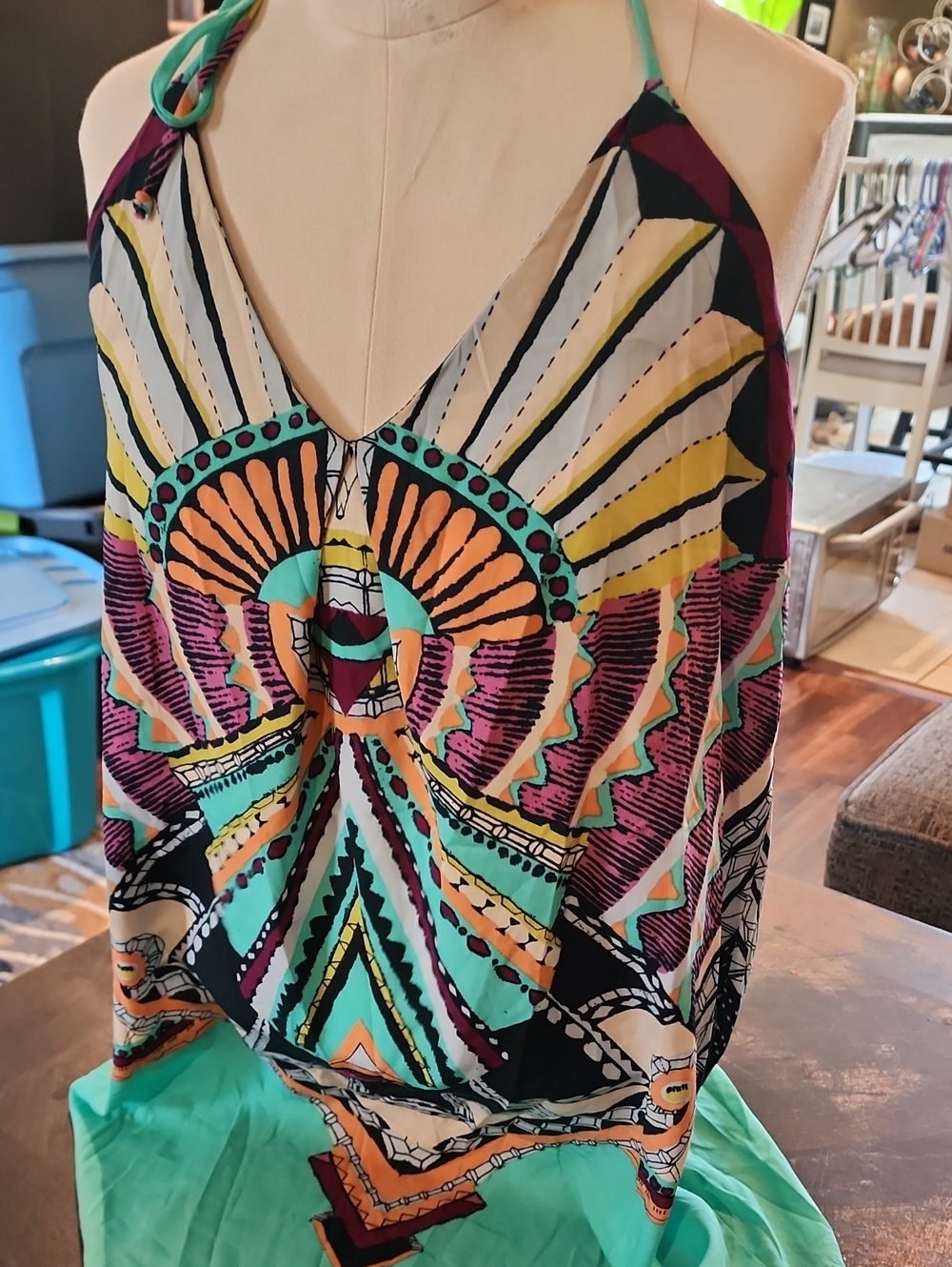 glam Turquoise Multicolor Halter Camisole Mini